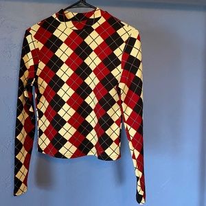 Shein Plaid Mock-Neck Shirt